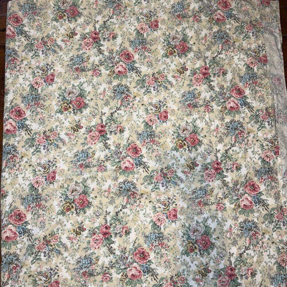 Ralph Lauren Vintage 90s Brittany Multi Floral Queen Flat Sheet Cotton - Picture 2 of 5